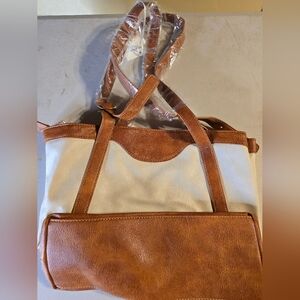 Chic Tan and Cream Tote Bag
